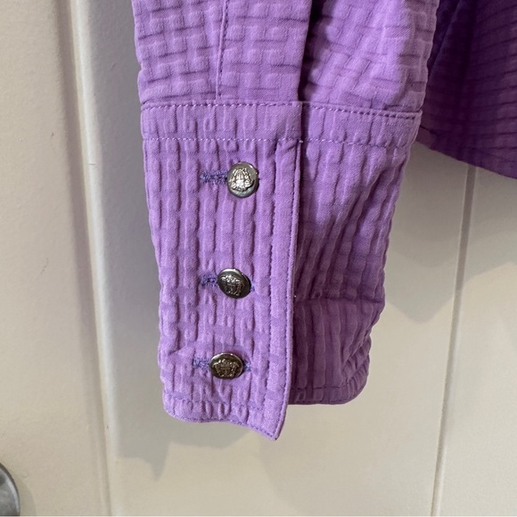 Vintage Versace Jeans Couture Purple Button-Up Fitted Shirt (Small) - Picture 4 of 7
